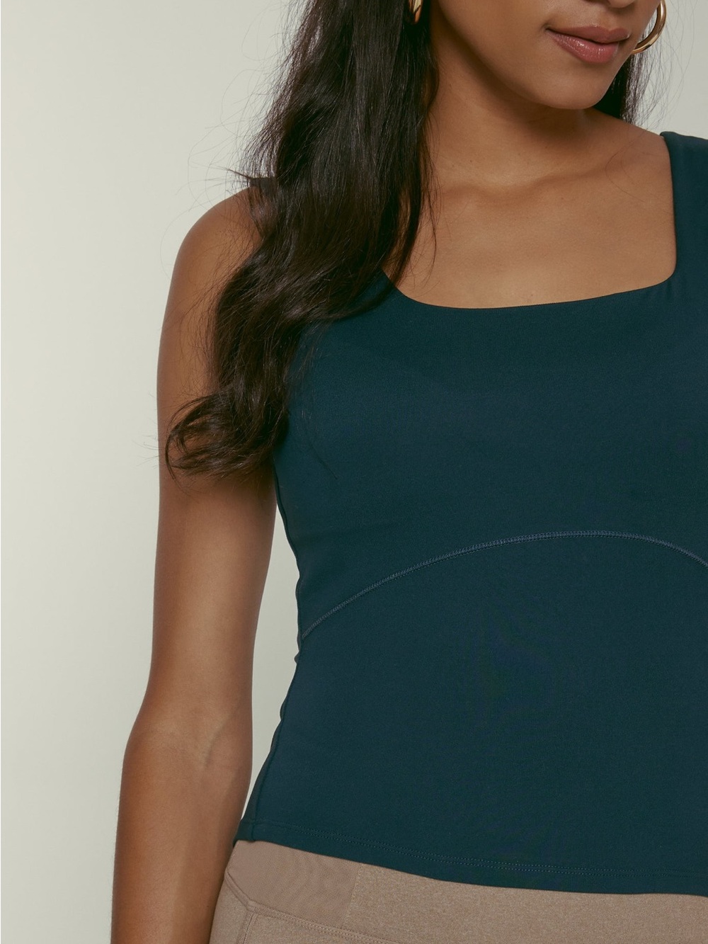 7 Diamonds Square Neck Tank Top in Teal Blue